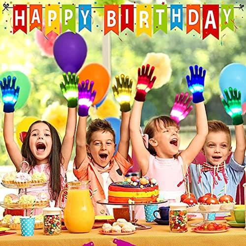 Kids Toys 12 Colors LED Gloves Cool Toys Gifts for Age 3-5 6-8 Years Old Boys Girls Halloween Costumes Light Up Gloves Stocking Stuffers Christmas Birthday Parties Gifts (1 Pairs S)