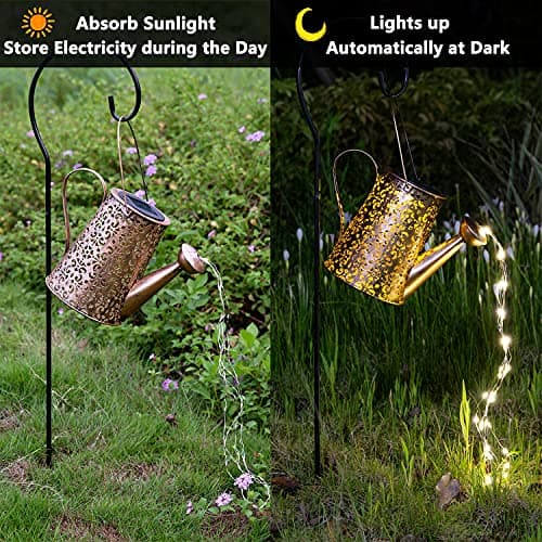 Solar Lights Outdoor Garden Decor, Large Hanging Waterproof Watering Can Landscape Lights Outside Decorations for Yard Front Porch Patio Backyard Gardening Gift for Mom Grandma Women Birthday