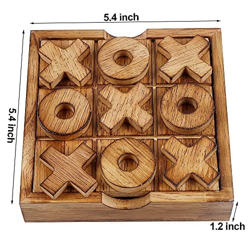Glintoper Tic Tac Toe & 4 in a Row Tables Game Set, Classic Board Line Up 4 for Living Room Rustic Table Decor and Use as Game Top Wood Guest Room Decor Strategy Board Games for Families