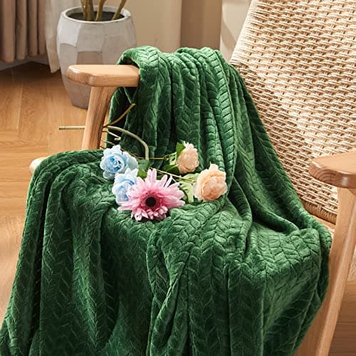 Inhand Fleece Throw Blankets, Super Soft Flannel Cozy Blankets for Adults, Washable Lightweight Blanket for Couch Sofa Bed Office, Warm Plush Blankets for All Season (50"×60", Green)