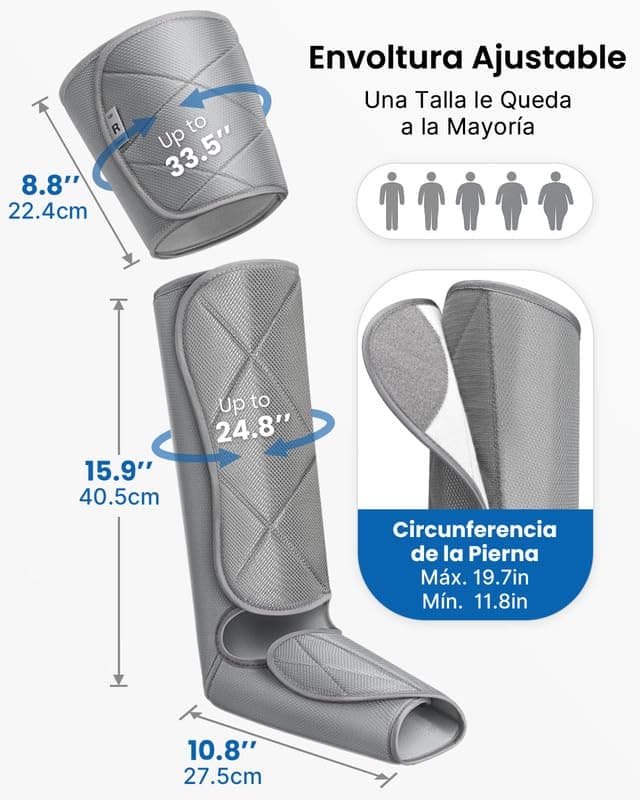 RENPHO Leg Compression Massager, Leg Massager Calf Massager for Circulation and Pain Relief, Effective for Father Mother Reduce Swelling, Grey