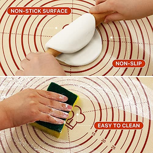 26x16 Inch Extra Thick Silicone Baking Mat with Measurements, Non-slip and Reusable - For Cookies, Bread, Pastry