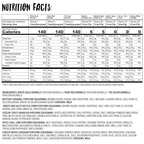 Urban Accents MOVIE NIGHT Popcorn Kernels and Popcorn Seasoning Variety Pack (set of 8) - 3 Non-GMO Popcorn Kernel Packs and 5 Gourmet Popcorn Snack Seasoning