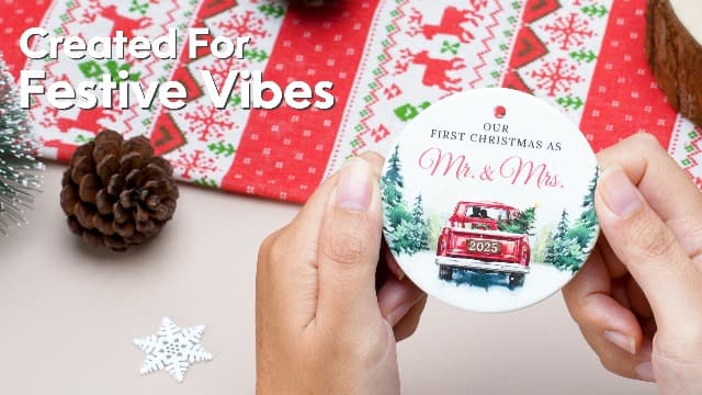 ZAGKOO First Christmas Married Ornament 2025 - Wedding Gifts for Couples 2025 - Mr and Mrs Gifts - Wedding Gift - Bridal Shower Gift for Married Newlywed Couples Bride Him Her - 1st Christmas Keepsake