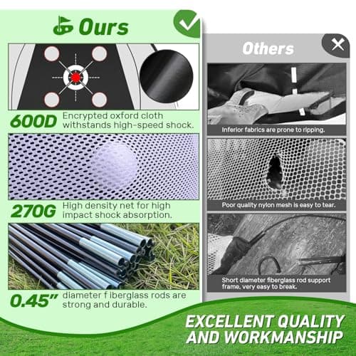 Zensouds Golf Net, 10x7FT with Golf Practice Mat, Hitting Aid Nets for Backyard Driving Chipping Training Swing with Target Outdoor or Indoor– Gifts for Men/Dad/Him