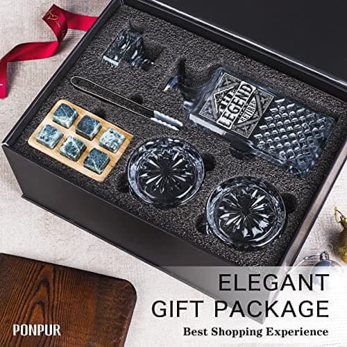 PONPUR The Legend Has Retired 2025 Retirement Gifts for Men Women Stocking Stuffers, Whiskey Decanter Gift Set with 2 Whisky Glasses, Best Christmas Birthday Presents for Dad Coworkers Teacher