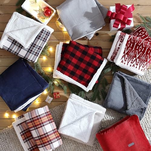 Eddie Bauer - Throw Blanket, Super Soft Reversible Sherpa Fleece Bedding, Cozy Plaid Home Decor (San Juan Red Clay, 50" x 60")