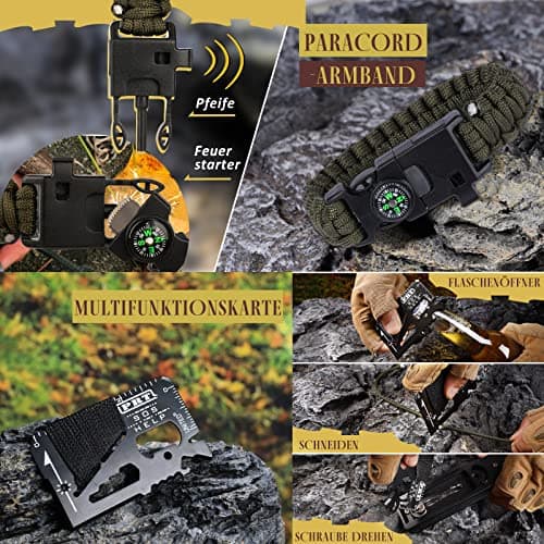 TRSCIND Gifts for Men Husband Dad Christmas, Survival Kit, Emergency Survival Gear and Equipment 14 in 1, Stocking Stuffers Birthday Gifts for Him Boyfriend, Hunting Fishing Camping Accessories, Cool Gadget