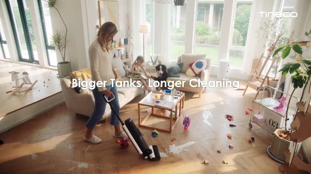 Tineco Floor ONE S5 Smart Cordless Wet Dry Vacuum Cleaner and Mop for Hard Floors, Digital Display, Long Run Time, Great for Sticky Messes and Pet Hair, Space-Saving Design, Blue