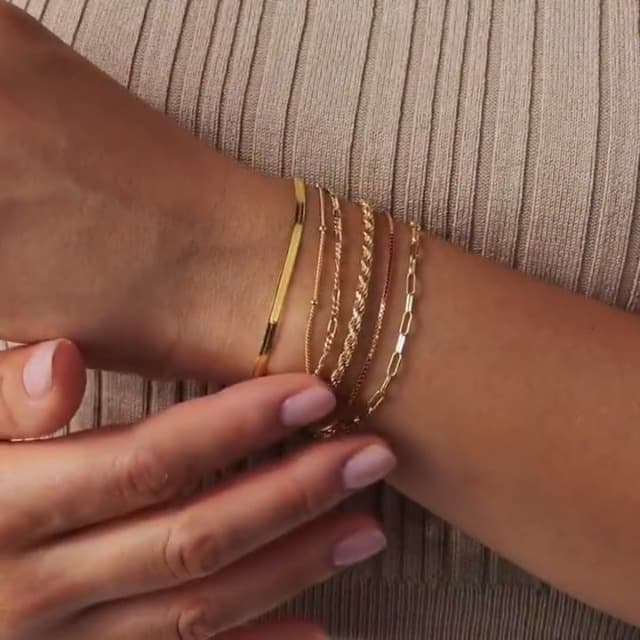 DEARMAY Gold Bracelets for Women Waterproof, 14K Real Gold Jewelry Sets Trendy Thin Dainty Stackable Cuban Link Paperclip Chain Bracelet Pack Fashion Accessories Gifts for Womens