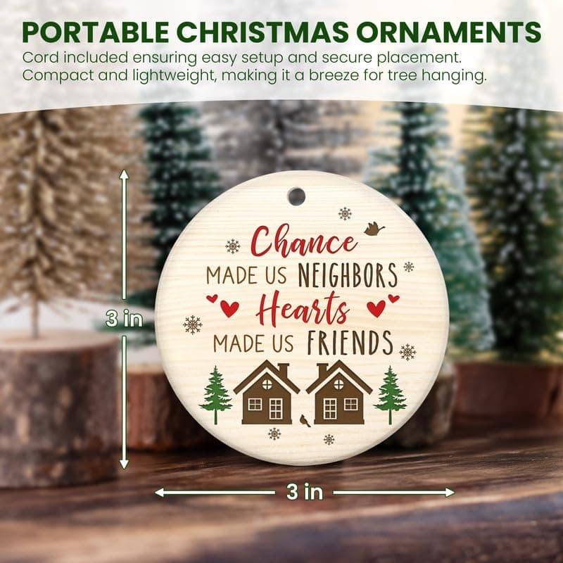 Christmas Thank You Gifts for Neighbors - Ceramic Christmas Ornaments 2025 for Tree Decorations - Funny Gifts for Neighbors Friends BFF Bestie Friendship Women Men, Neighbor Ornaments