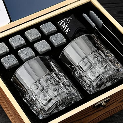 Whiskey Gifts for Men, Whiskey Glasses Set of 2, Granite Chilling Whiskey Stones, Bourbon Gifts for Men, Unique Giftss for Mens Birthday Christmas Father's Day Valentine Retirement Groomsmen