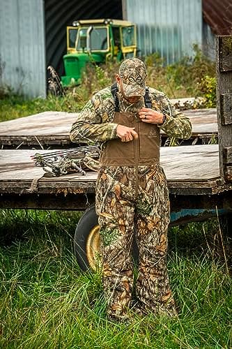 Realtree Men's Camo Hunting Insulated Water Resistant Breathable Midweight Super Warm Bibs Coveralls