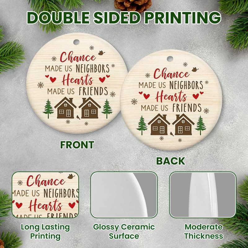 Christmas Thank You Gifts for Neighbors - Ceramic Christmas Ornaments 2025 for Tree Decorations - Funny Gifts for Neighbors Friends BFF Bestie Friendship Women Men, Neighbor Ornaments