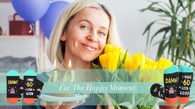 HAPPYPOP Birthday Gifts for Men - Socks for 60 Year Old Dad Grandfather with Greeting Card