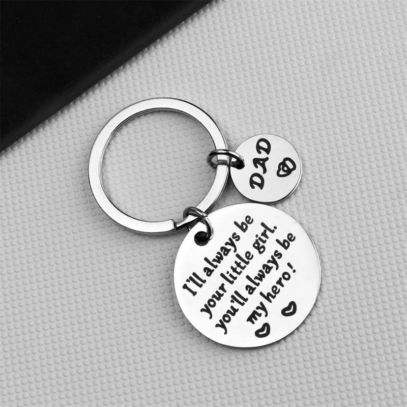 Father’s Day Gift - Keychain Gifts from Daughter, I'll Always Be Your Little Girl, You Will Always Be My Hero, Keychain for Dad Birthday, Valentine’s Day, Christmas Gift from Daughter