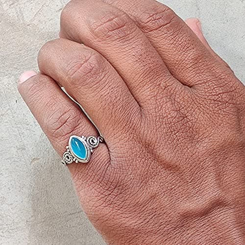 Blue Chalcedony Stone Ring, 925 Sterling Silver Ring Statement Ring For Women - Girls, 5X10mm Natural Marquise Shape Gemstone Ring, Christmas Gifts, Gemstone Ring Size US 10 Handmade Ring