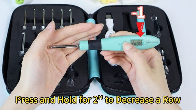 Yarniss 18 Size Counting Crochet Hooks with Light, Digital Counter Crochet Hooks Set with Case (2.0mm~14.0mm)