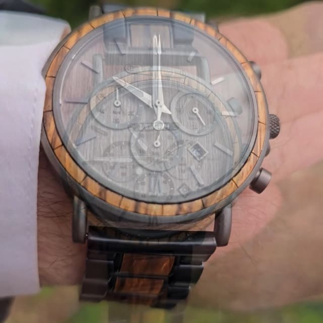 Vikingenes – Wooden Watches for Men, Engraved Wood Watch, Personalized Men's Gift, Viking Watches, Natural Wood Wristwatch, Luxury Wooden Chronograph, Custom Engraved Watch, Unique Gift for Men