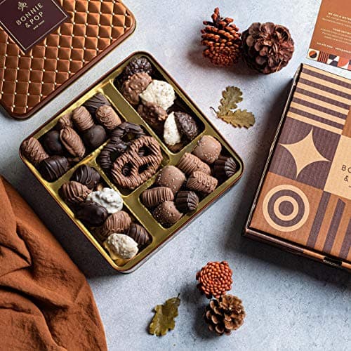 Chocolate Gift Basket, Candy Food Arrangement Platter, Gourmet Snack Box, Holiday Present Idea, Corporate Him & Her, Men Women Sympathy Family Parties & Get Well- Bonnie & Pop