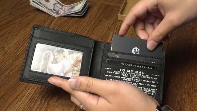 Kenon Personalized Leather Wallet For Man, Engraved RFID Blocking Bifold Stylish Black Wallet For Man Valentines Birthday Christmas Gifts