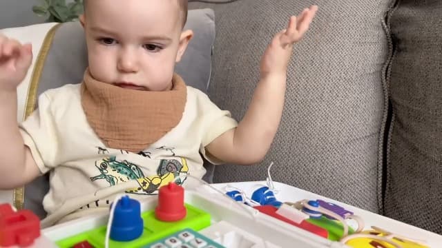 Toddler Toys for 1-2 Year Old Boy, Musical Montessori Busy Board, Early Educational Toy for Toddlers 1-3, Motor Skills Developmental Toy for 12-18 Month Age, Birthday Gift for 1+ Year Old Boy Girl