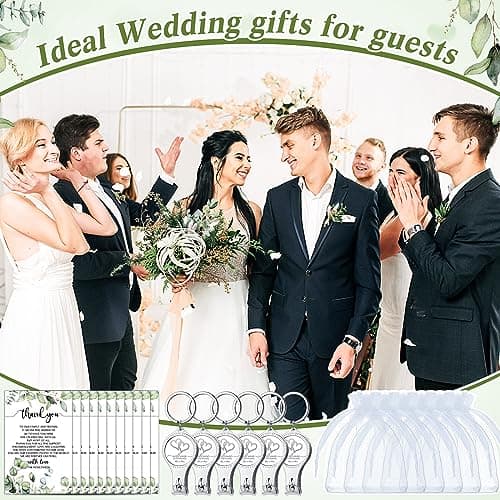 Fulmoon Wedding Multi Function Bottle Opener Nail Clipper Wedding Favors Brewery Cards White Organza Bags for Party Supplies Gift Souvenir Guests Men Women(50 Sets)