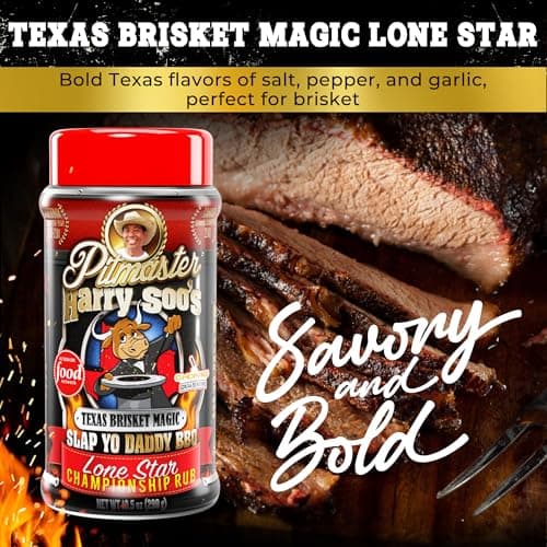 Slap Yo Daddy BBQ Rub Seasoning, Texas Brisket Magic Lone Star - Texas Brisket Rub for Smoking & Grilling From Pitmaster Harry Soo - Championship BBQ Beef Seasoning – No MSG, Gluten-Free – 10.5 oz