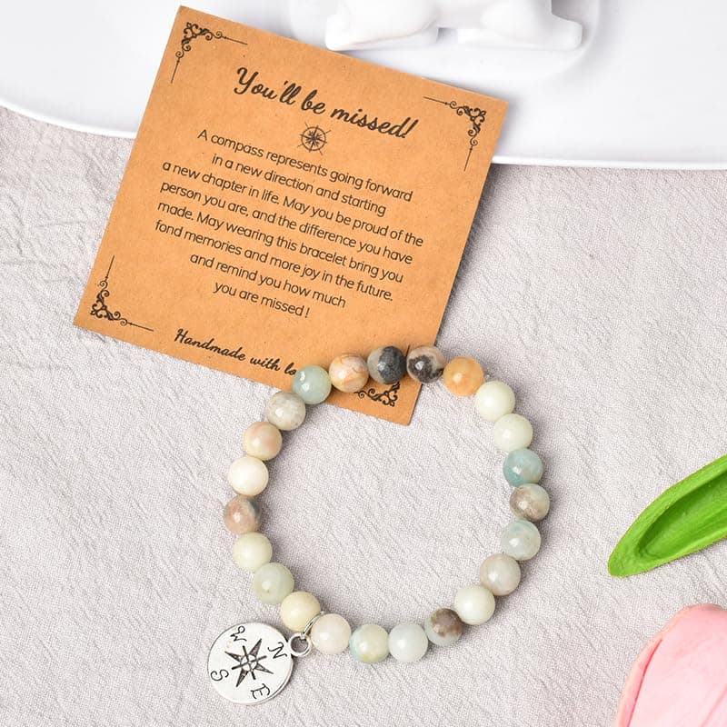 Sisadodo Going Away Gifts for Men Women Coworker Natural Stone Bracelet for Farewell Retirement Gift for Colleague Inspirational Gifts