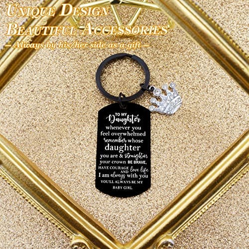Daughter Gifts From Mom Dad To My Badass Daughter Keychain Valentines Day Gifts for Daughters Birthday Gift For Step Daughters Her From Mother Father Mothers Day