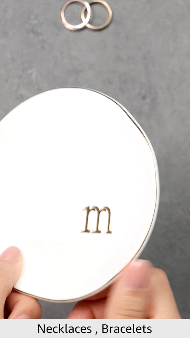 COLLECTIVE HOME - Ceramic Jewelry Tray, Decorative Trinket Dish for Rings Earrings Necklaces Bracelet Watch Keys, Birthday Mother's Day Christmas Gift for Women, 4.75", White Surface (M)