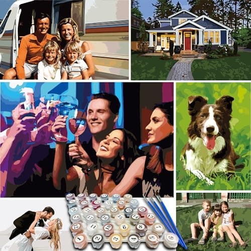 Kidstique Customize Your Personalized DIY Paint-by-Numbers kit Using a Photo of Your Choice. Great Gift idea for Valentine's Day, Mother's Day, Father's Day 16x20