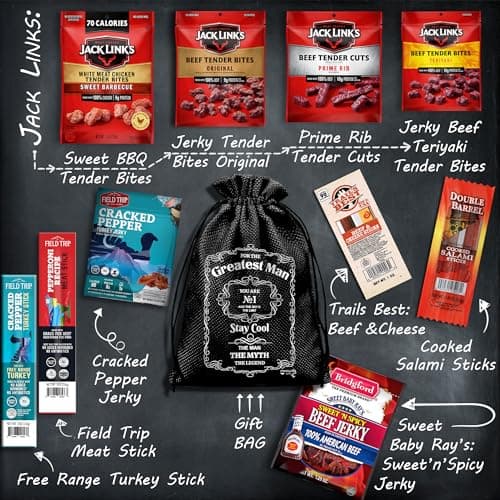 Beef Jerky Gift Baskets For Men - Meat And Cheese Gift Baskets, Birthday Gifts For Men Who Have Everything With Beef Jerky Variety Pack - Gifts For Dad & Care Package