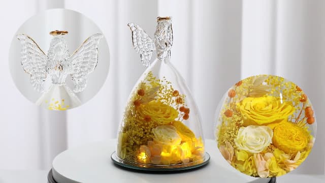 Mothers Day Mom Gifts for Women Preserved Flowers in Glass Angel Forever Flowers Gifts Eternal Roses Gifts for Grandma, Light Purple