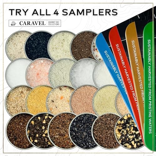 Infused Sea Salt Sampler Set, Finishing Salt for Seasoning, Gourmet Cooking Gift and Spice Variety Pack for Special Occasions, 0.5 oz x Bundle of 6 Flavored Salts - Caravel Gourmet Salt