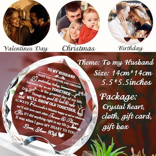 QIANWEI Husband gifts from wife Unique - Crystal Engraved Gifts for Husband Personalized Who Want Nothing - HUSBAND Birthday Anniversary Fathers Day Christmas Valentines Day Gifts Ideas for My Man