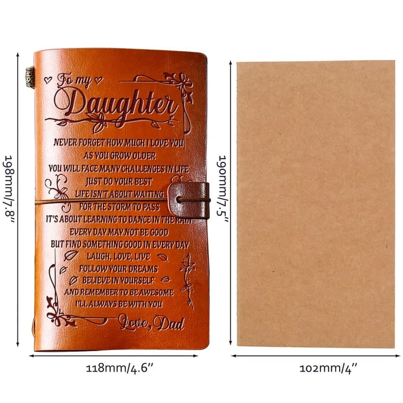 Daughter Gift from Dad, GIFTRRY to My Daughter Leather Journal, 140 Page Refillable Writing Journal, Graduation Birthday Gifts for Daughter from Dad, Father Daughter Gifts for Adults Daughter