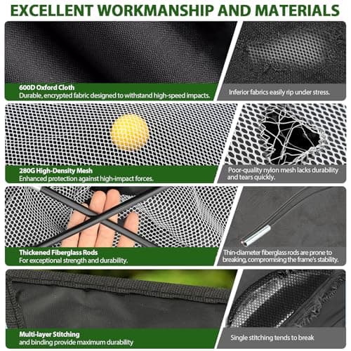 Golf Net, 10x7 Ft Practice Hitting Golf Net with Tri-Turf Mat, Ball, Tee, and Carring Bag, All-in-One Multi-Target Training Aid for Outdoor/Indoor Chipping & Driving, Ideal Gift for Men/Enthusiasts