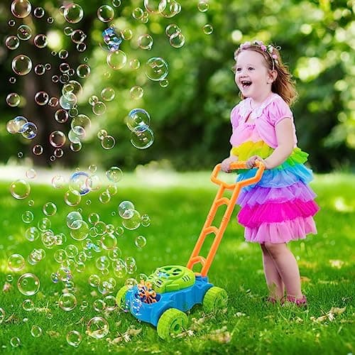 Lydaz Bubble Lawn Mower for Toddlers 1-3, Outdoor Bubble Blower Machine for 1 Year Old Boys Toy Gifts, Kids Push Summer Outside Garden Toys, Halloween Birthday Gifts for Preschool Baby Boys Age 1 2 3