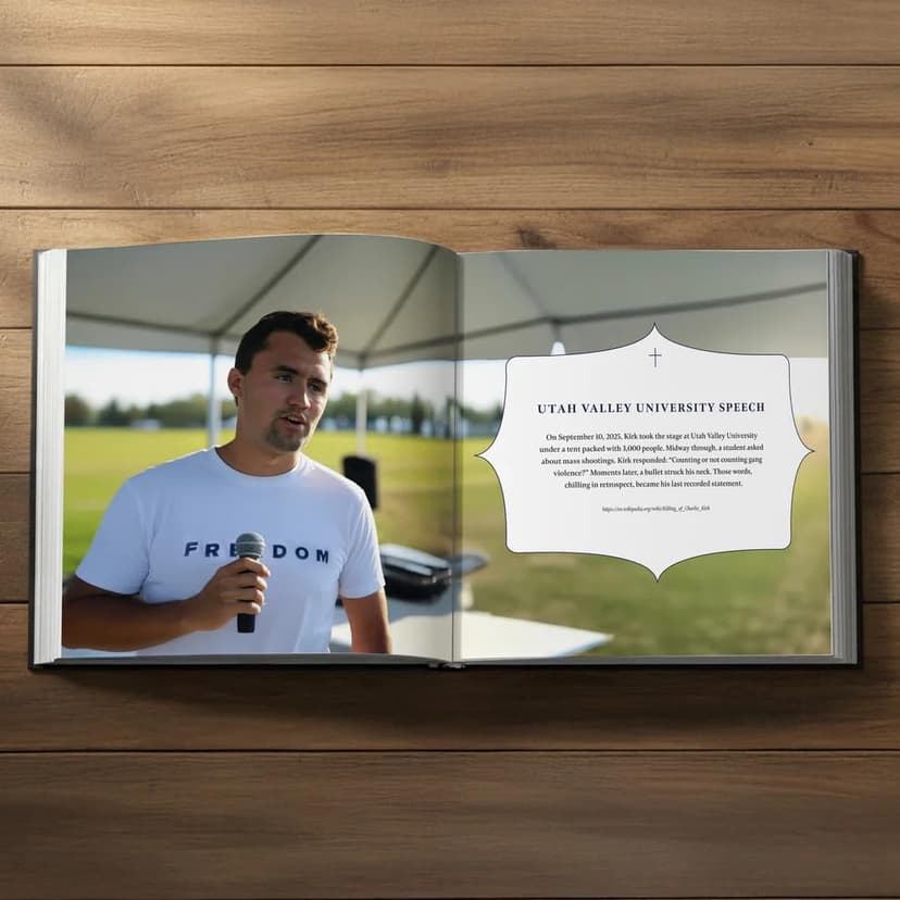 Generic Charlie Kirk Visual Biography – 30-Page Printed Collectible Photo Portfolio | Coffee-Table Keepsake with Captions & Dates (Not a Book/No ISBN)