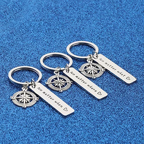 WUSUANED No Matter What Where When Compass Best Friend Keychain Set Long Distance Friendship Gift For Sister Best Friends