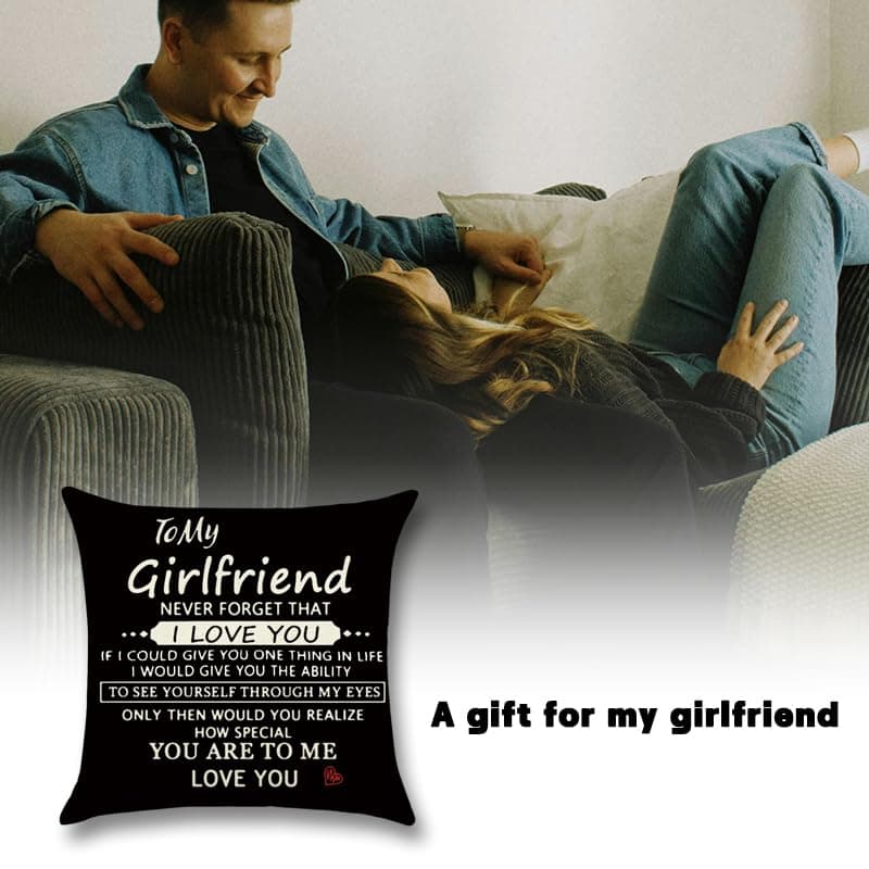 Girlfriend Valentines Day Gifts for Her Gf Girlfriend I Love You Pillow Case Gifts for Her Girlfriend Anniversary Birthday Gifts for Gf Girlfriend Black Pillowcase for Women Gf 18x18 Pillow Cover Gift