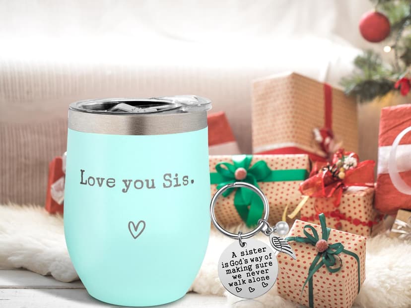 Sisters Gifts from Sister - I Love You Sis-Christmas Gift Birthday Gift for Sister - Sisters Gifts - 12oz Coffee Tumbler for Besties, Girls(Mint)