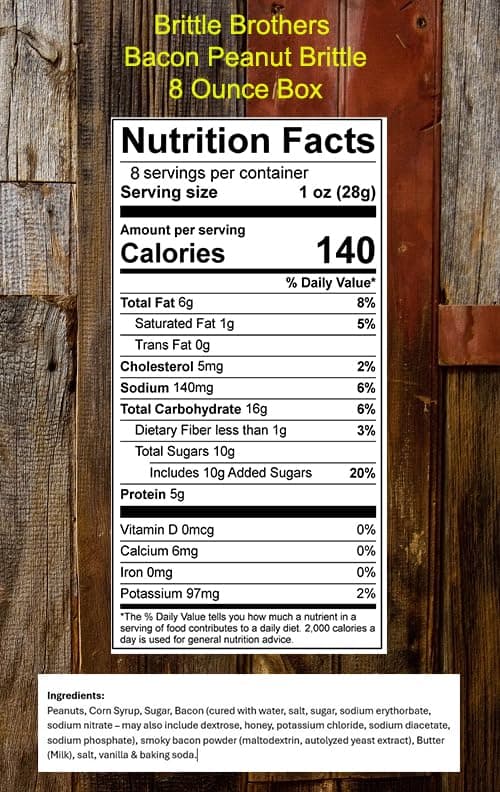 Brittle Brother's Bacon Brittle - 8 oz Box - Voted #1 in America - 4 x's more Nuts! - Cashew Pecan Bacon Corporate Gift Men Women Candy Snack Birthday Sampler Christmas Mother Father Graduation Office Mix Valentines Day Party