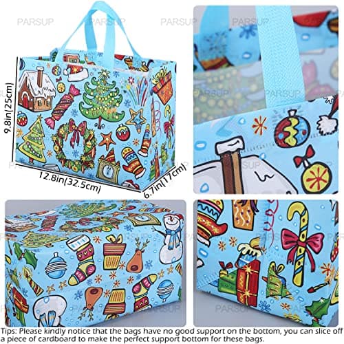 PARSUP Multifunctional Non-Woven Christmas Bags for Gifts Wrapping Shopping - Treat Bags with Handles, Xmas Party Supplies