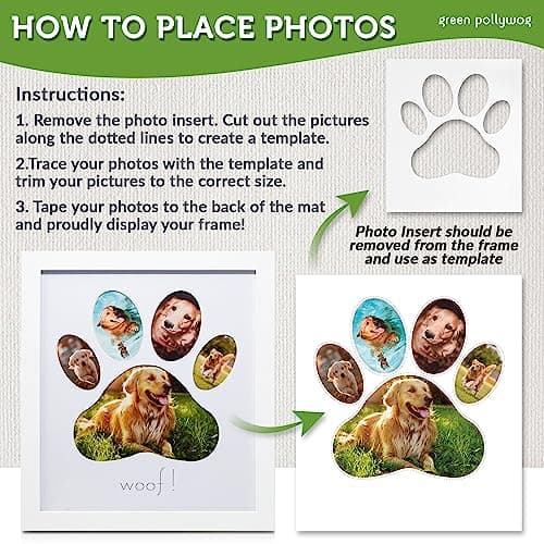 Green Pollywog 5-Opening Paw Print Collage Frame | Paw Print Picture Frame | Display for Photos for Pets | Dog Mom Gift | Dog Dad Collage | Pet Memorial Picture Gallery