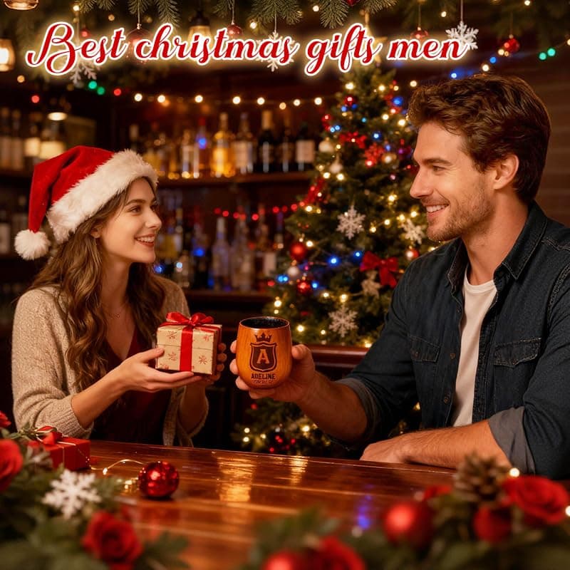 Personalized Wooden Whiskey Glasses, Custom Engraved Charred Bourbon Gifts for Men Who Have Everything, Drinking Glass, Personalized Birthday Christmas Gifts for Men Dad Husband Brother Boss