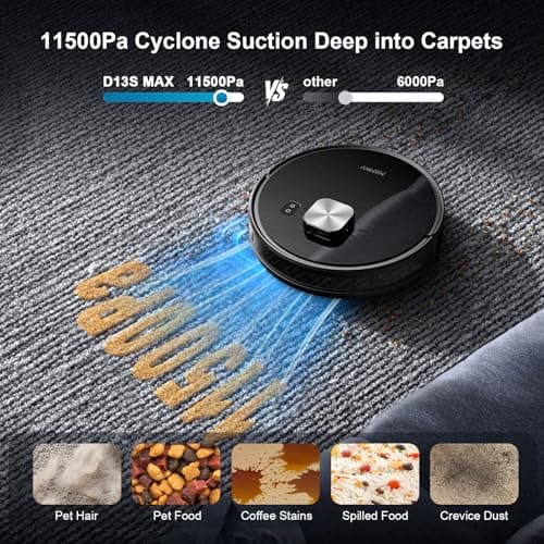 Robot Vacuum and Mop Combo, Robot Vacuum Self-Emptying with 11500Pa Suction, 70-Day Capacity, Fast Home Mapping, LiDAR Navigation, Smart Obstacle Avoidance, Ideal for Pet Hair, Carpet, Hard Floor