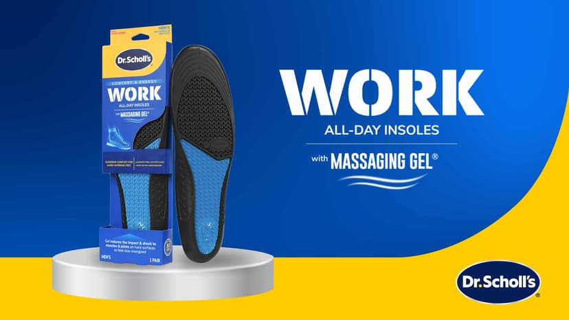 Dr. Scholl's Work All-Day Superior Comfort Insoles with Massaging Gel - Designed for Men & Women with Hard-Working Feet, Eliminates Sore Muscles and Tired Legs, Arch Support Inserts with Odor Control