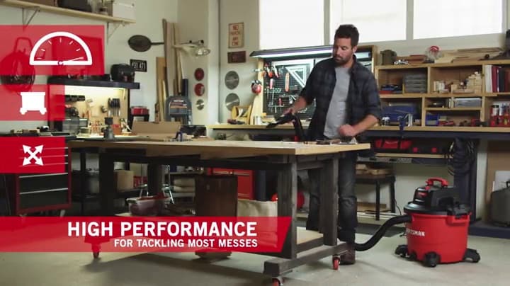 CRAFTSMAN CMXEVBE17595 16 Gallon 6.5 Peak HP Wet Dry Vac, Heavy-Duty Shop Vacuum Wet and Dry with Filter, Dust Bag, Hose and Attachments for Home Projects & Renovations